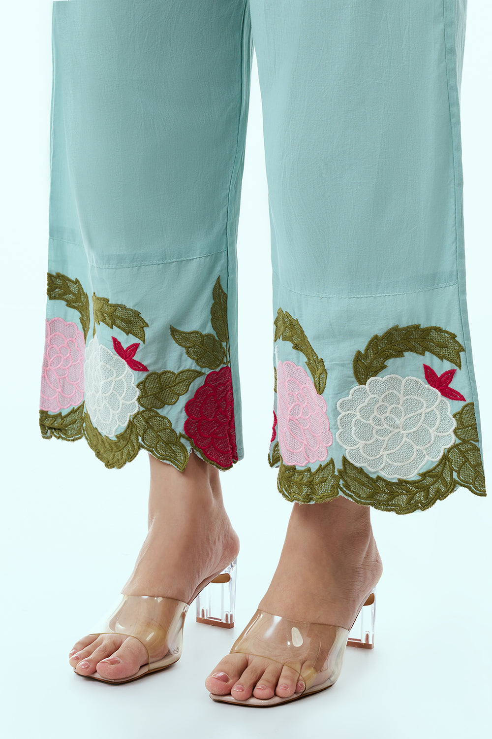Light Blue Mul Cotton Coord Set with Resham Embroidery