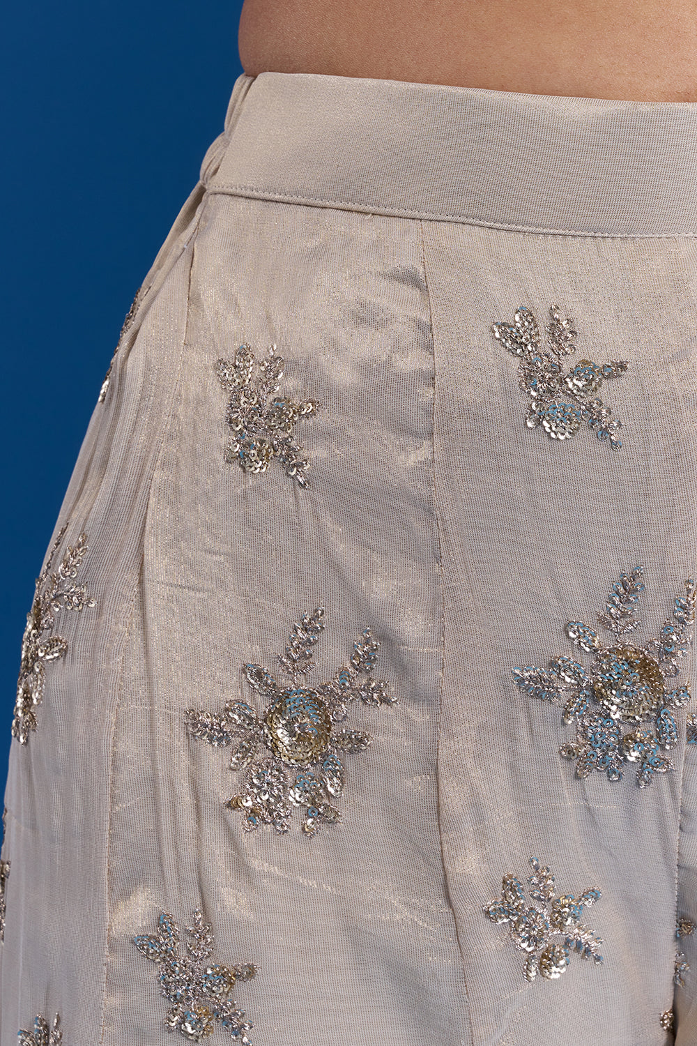 Light Gold Kurta Sharara Set with Zardozi Work