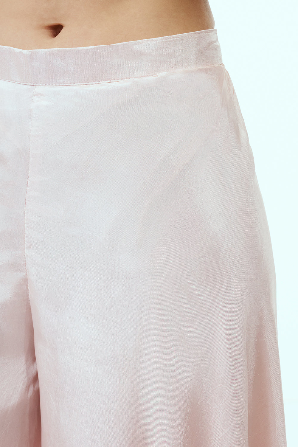Light Peach Organza Palazzo Set with Dori and Zardosi Work