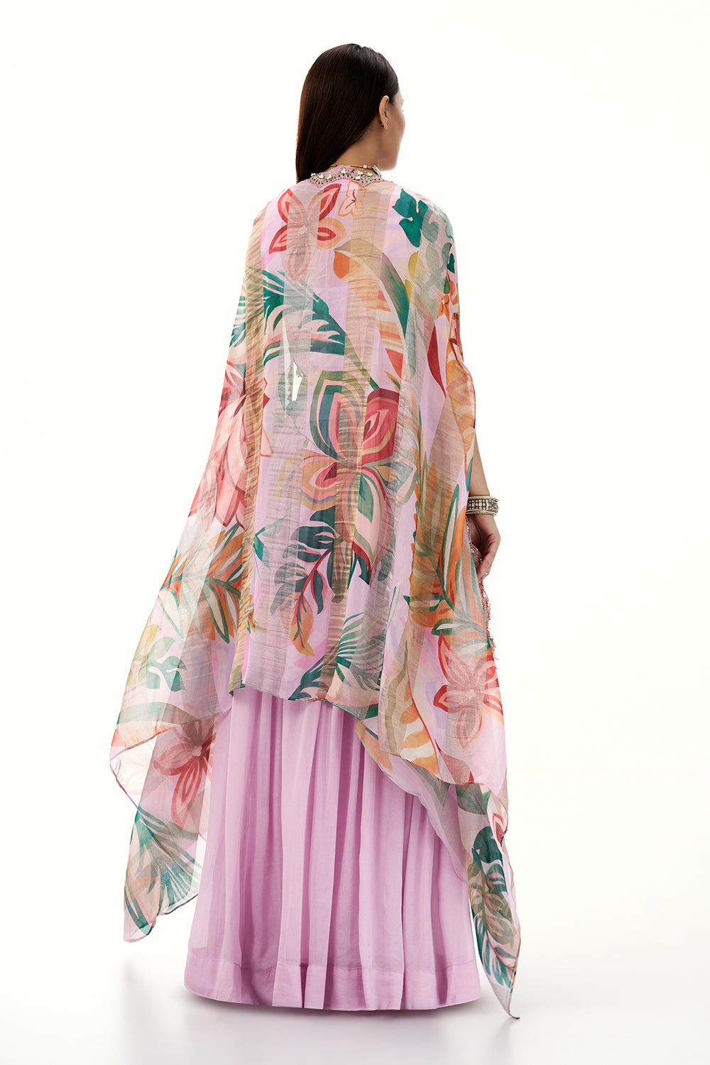 Lilac Chinon Set with Resham and Zardosi Work