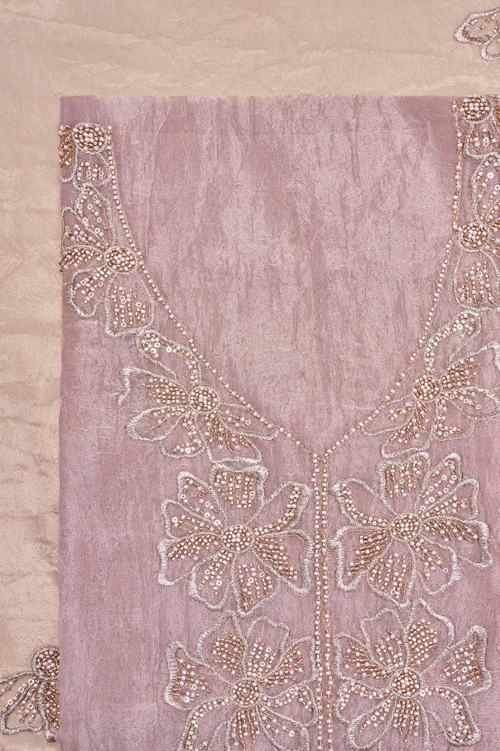 Lilac Floral Embroidered Unstitched Suit Set