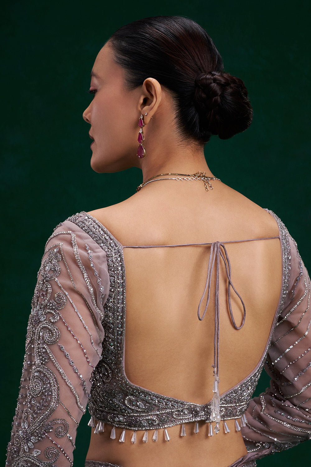 Lilac Net Ready Pleated Saree with Cutdana, Sequin and Bead Work