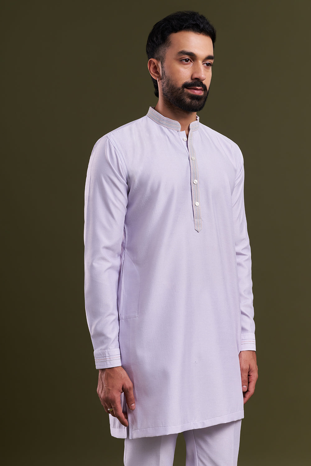 Lilac Nokia Silk Dori Work Men's Kurta with Jacket