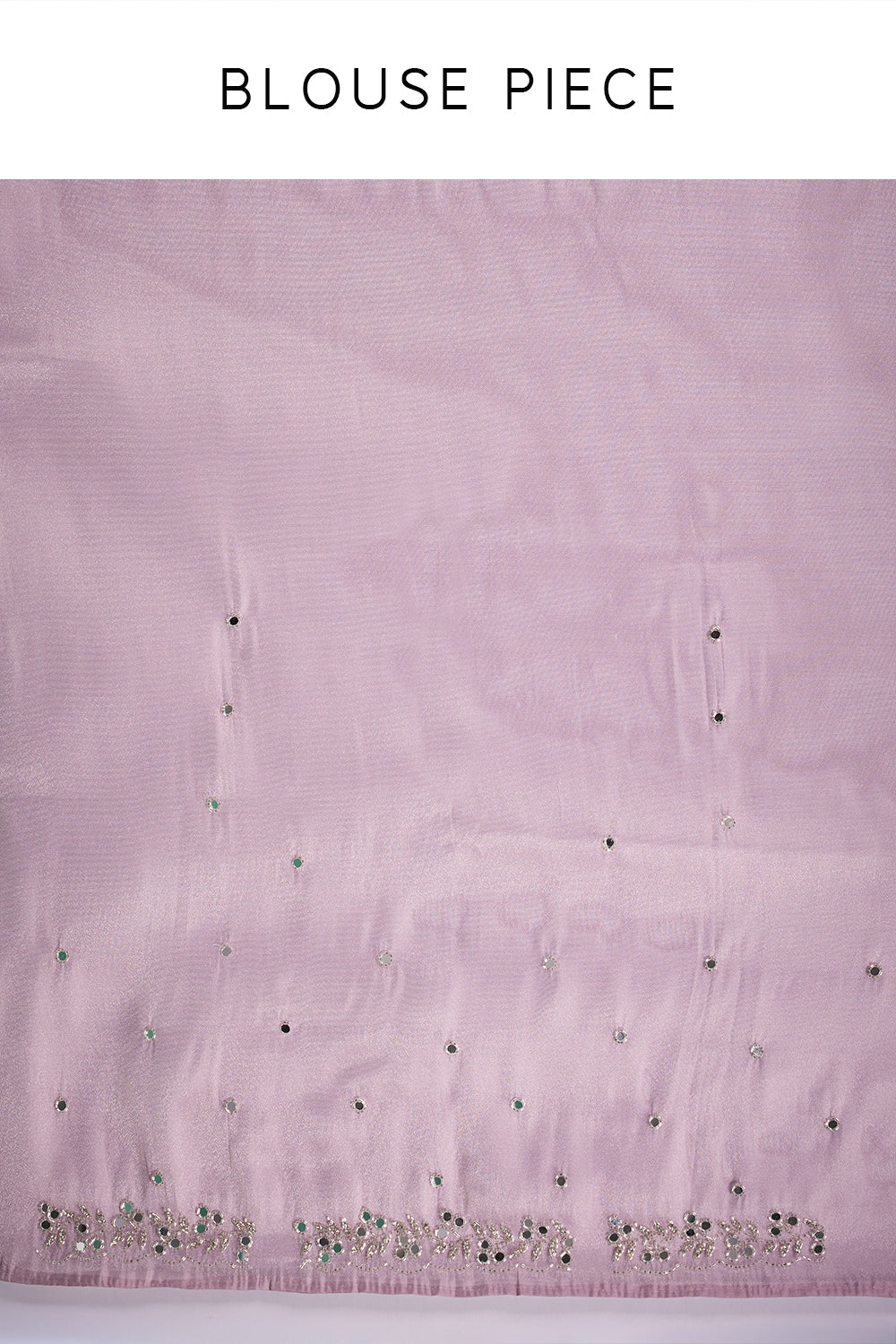 Lilac Organza Saree with Mirror Work and Unstitched Blouse