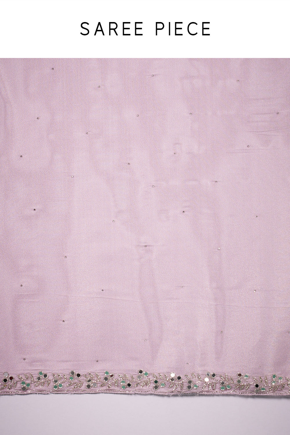 Lilac Organza Saree with Mirror Work and Unstitched Blouse