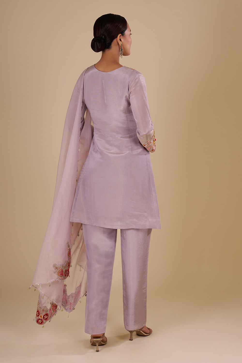 Lilac Silk Blend Kurta Pant Set