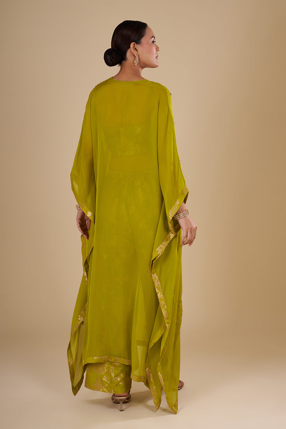 Lime Green Chinon Kaftan Co-ord Set