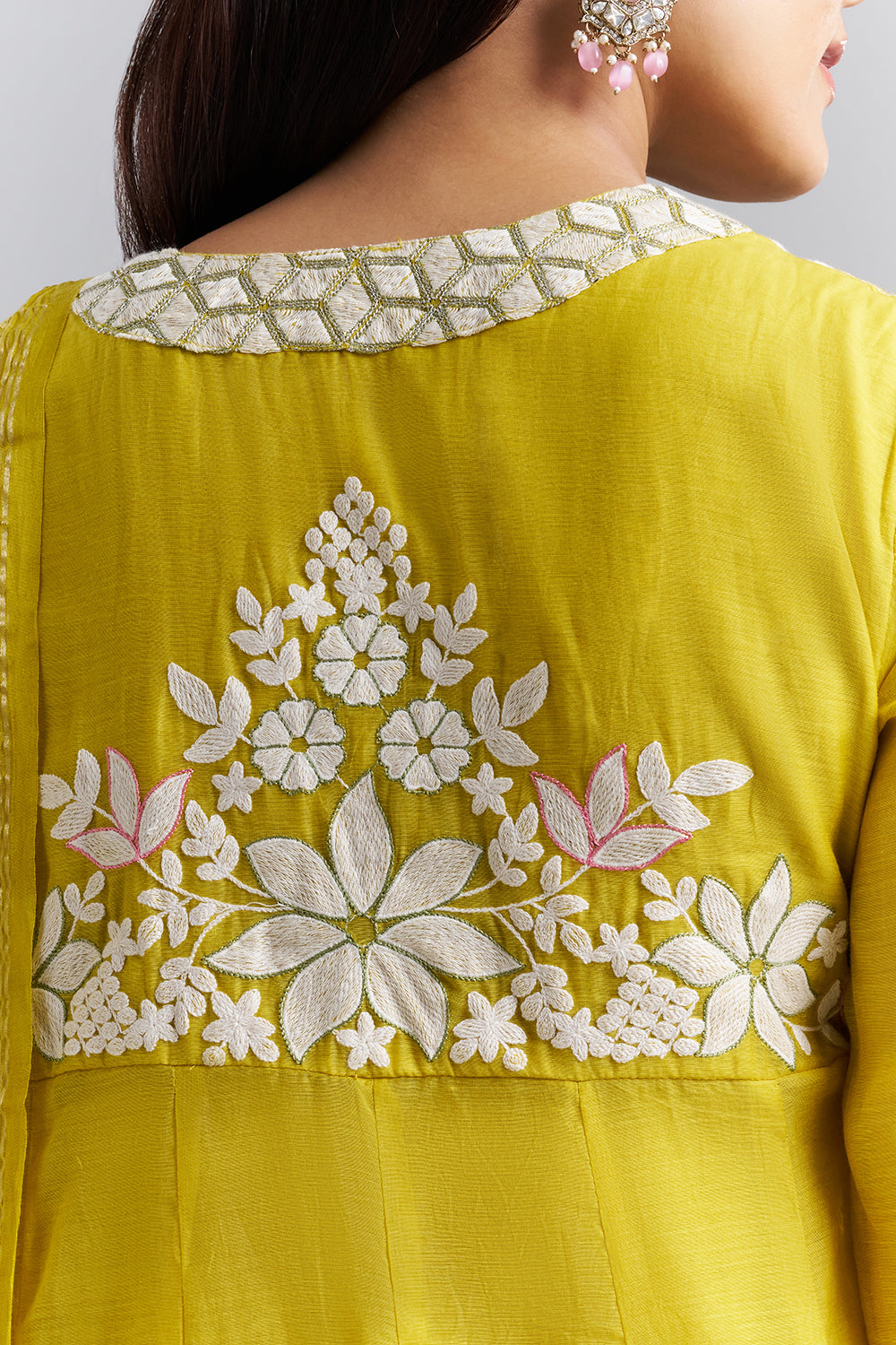 Lime Yellow Embroidered Kurta Pant Set with Dupatta