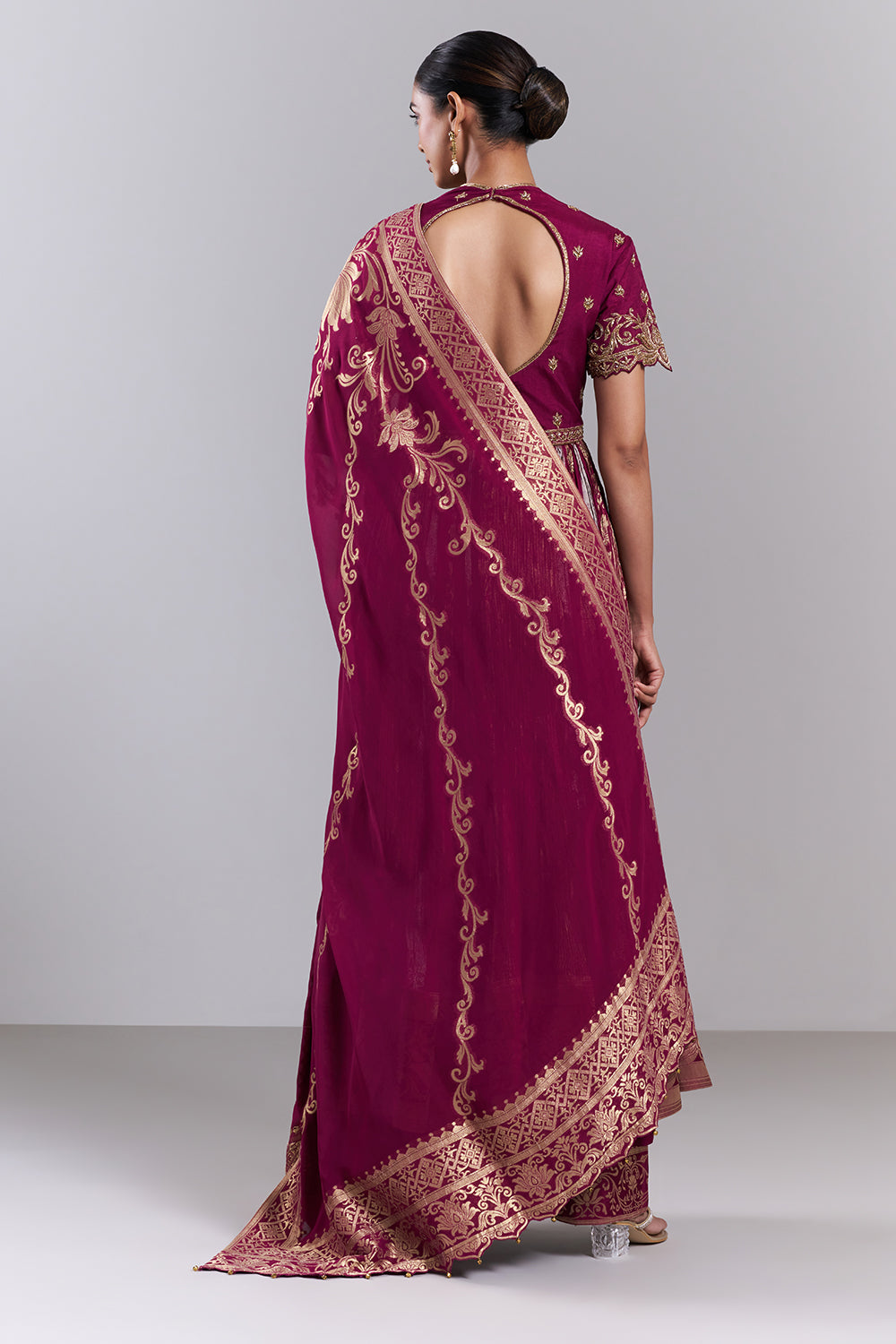 Magenta Silk Dupion Embroidered Anarkali Suit