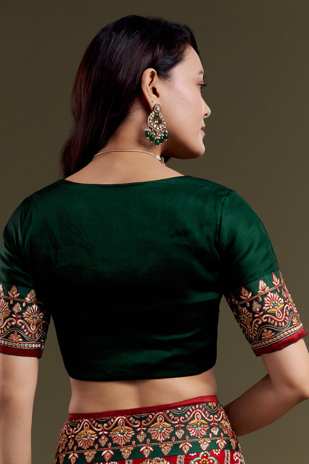 Maroon Checkered Garchola Silk Saree
