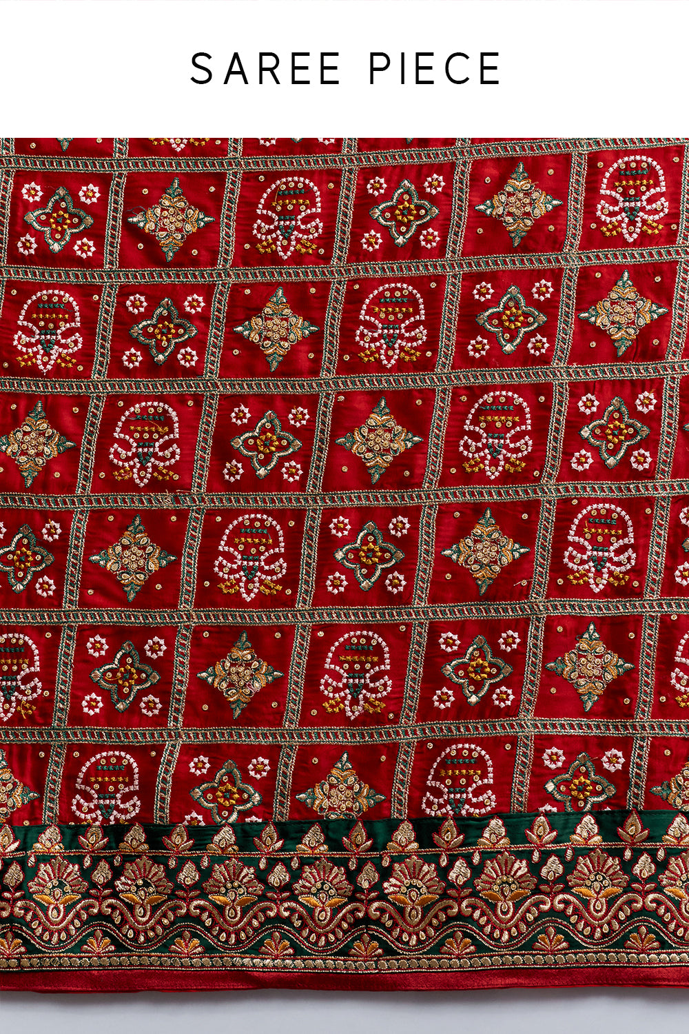 Maroon Checkered Garchola Silk Saree