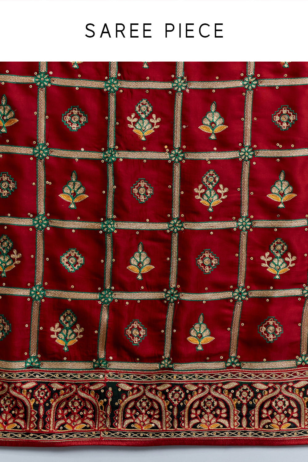 Maroon Floral Motif Embroidered Silk Saree Gharchola