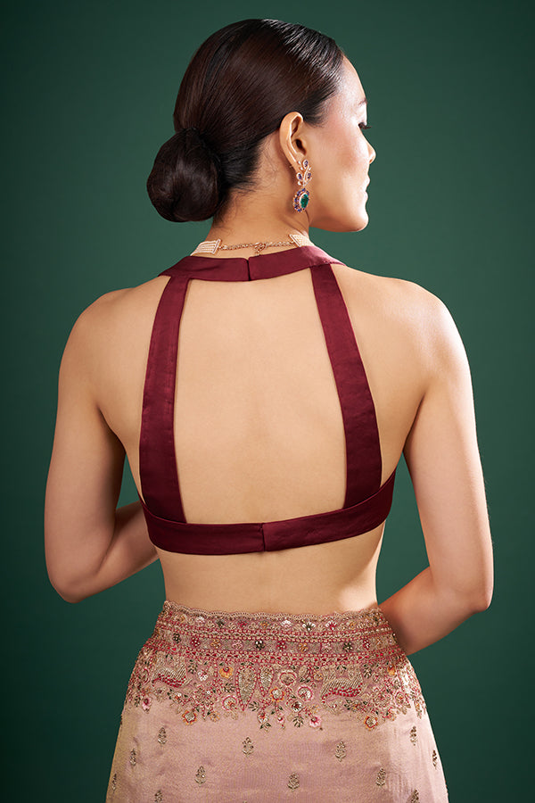 Maroon Italian Silk Solid-Coloured Blouse