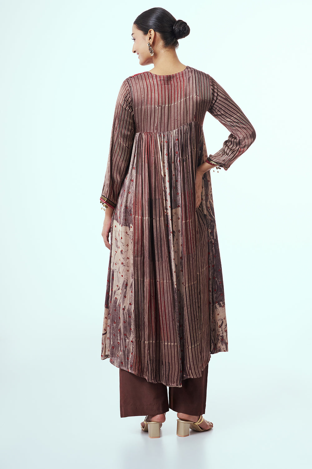 Maroon Modal Indo Western with Bead Work