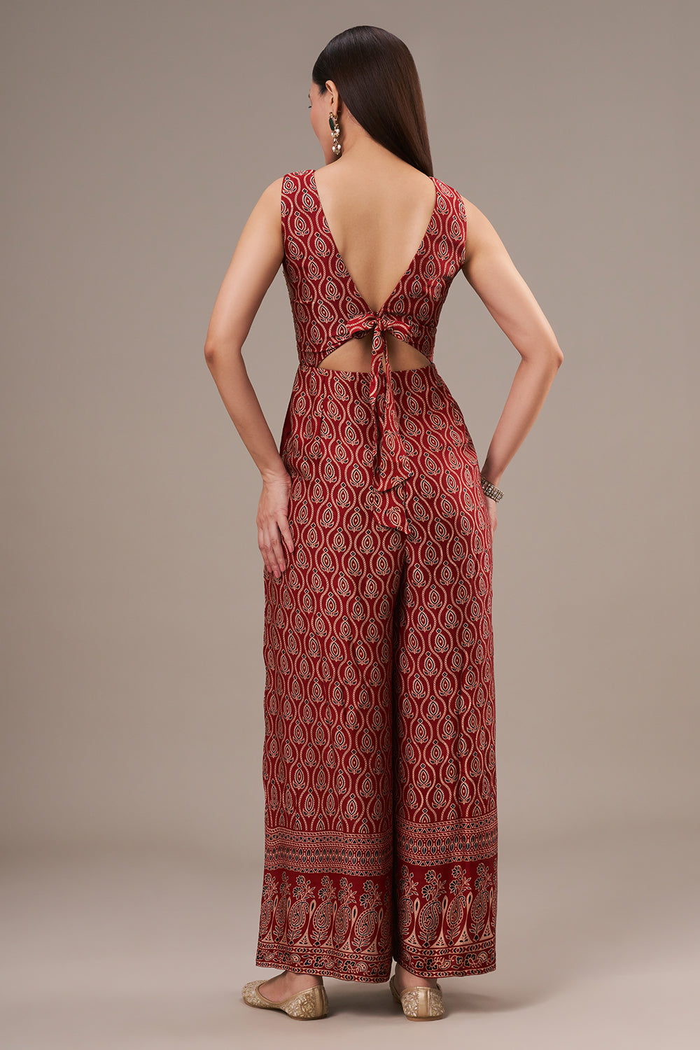 Maroon Modal Jumpsuit with Cutdana and Zari Work