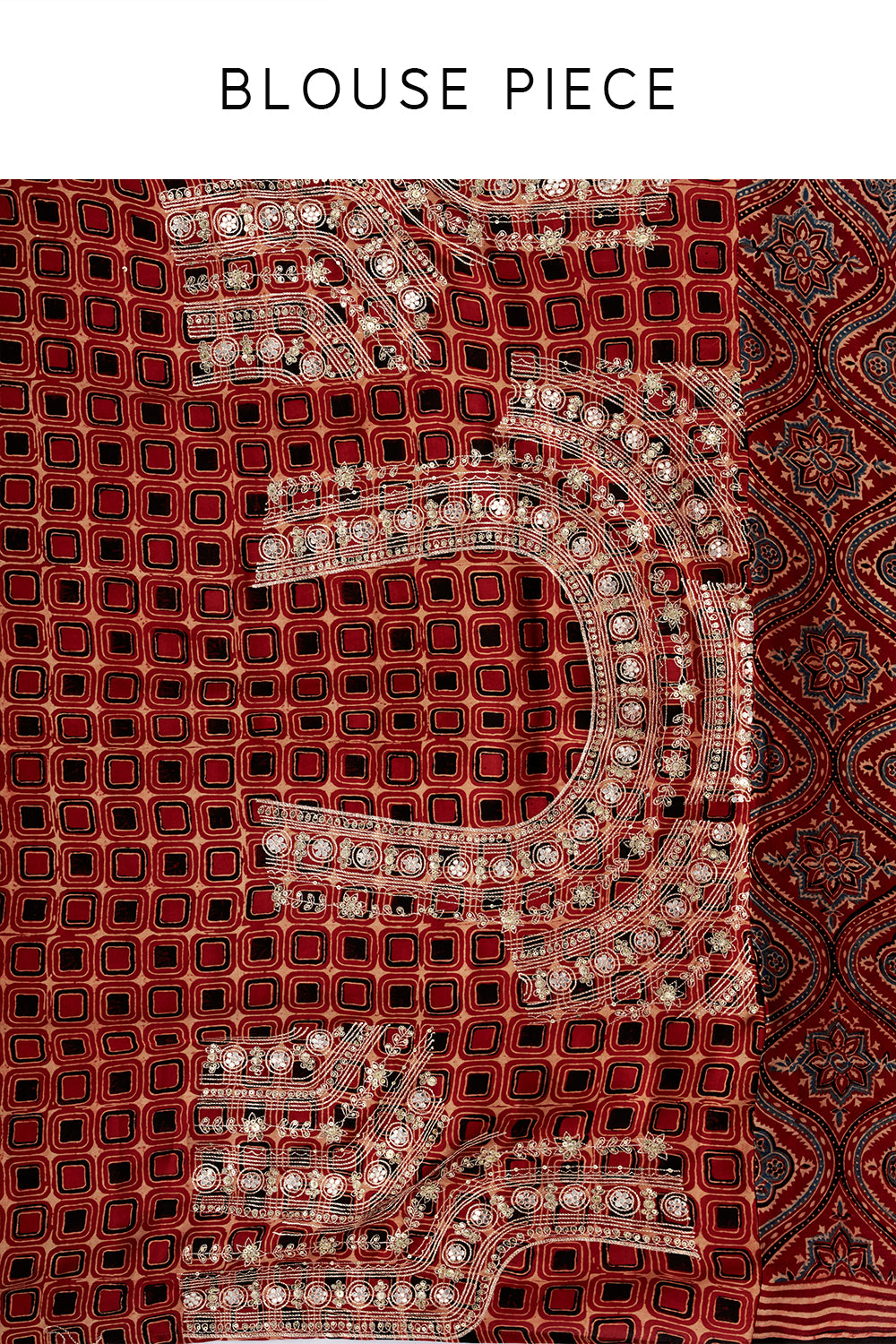 Maroon Modal Printed Saree with Mirror and Zari Work