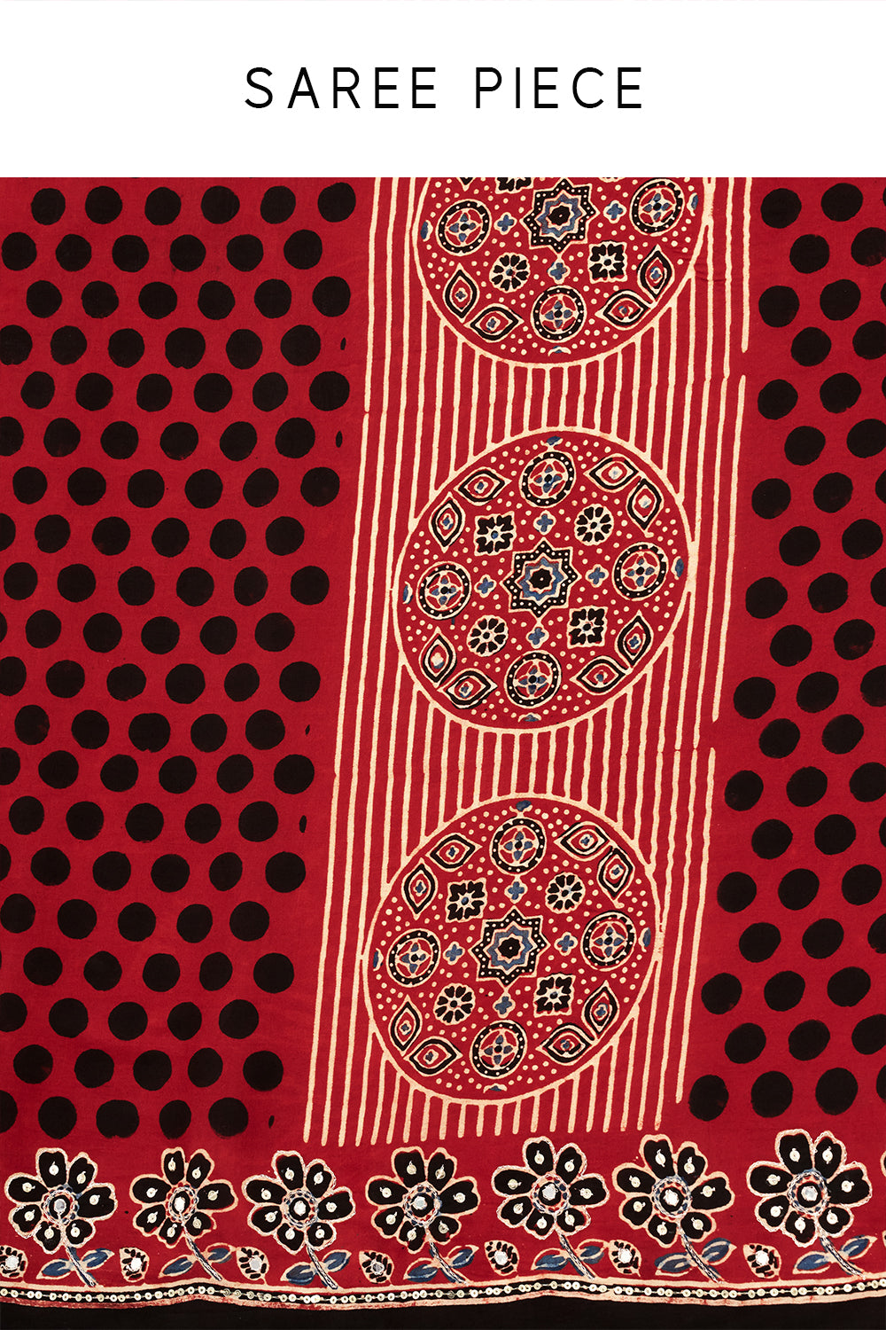 Maroon Modal Printed Saree with Mirror and Sequin Work