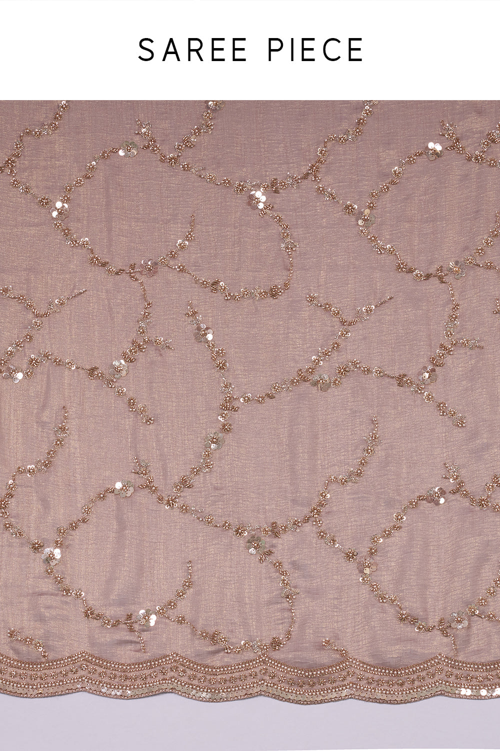 Mauve Shimmer Crush Chiffon Saree with Cutdana Embroidery and Unstitched Blouse