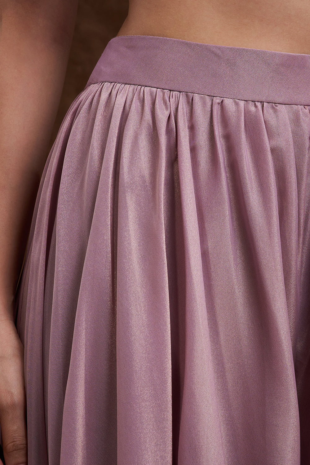 Mauve Shimmer Organza Jacket Palazzo Set