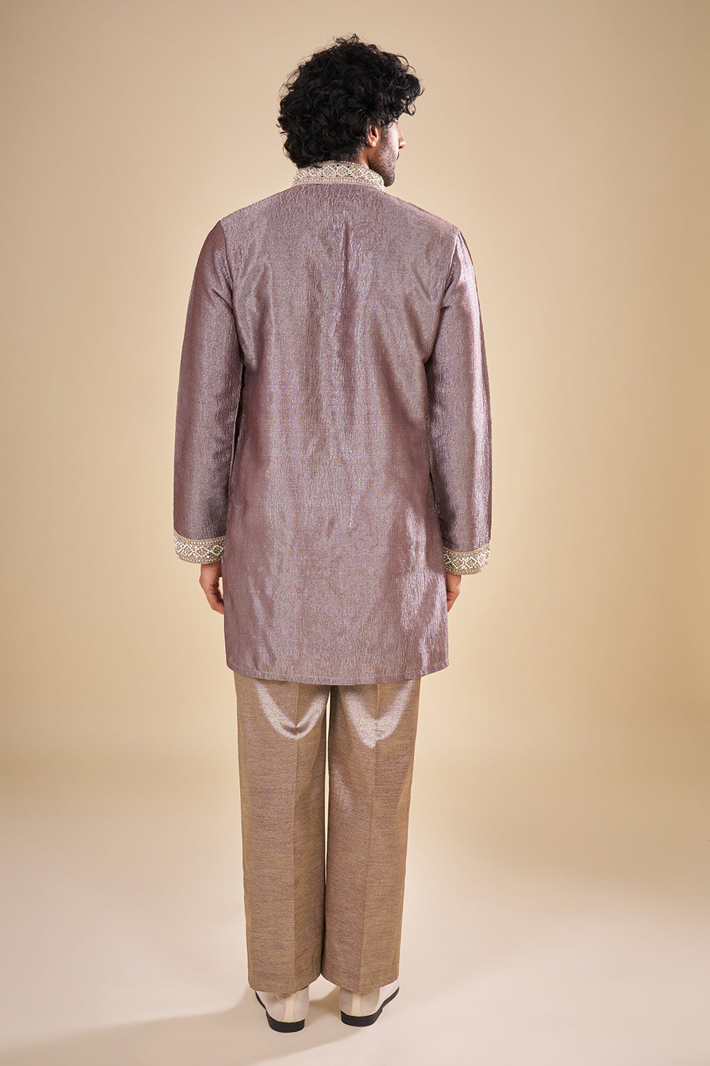 Mauve Silk Kurta Set with Sequin Work