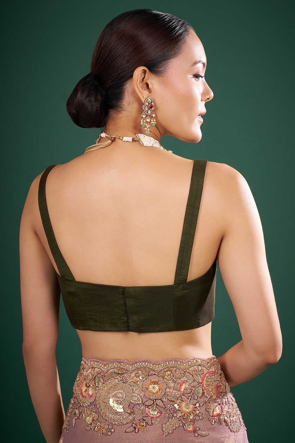 Mauve Tissue Saree with Zardozi Embroidery and Unstitched Blouse