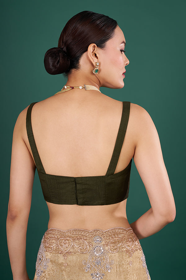 Mehendi Green Art Silk Plain Blouse