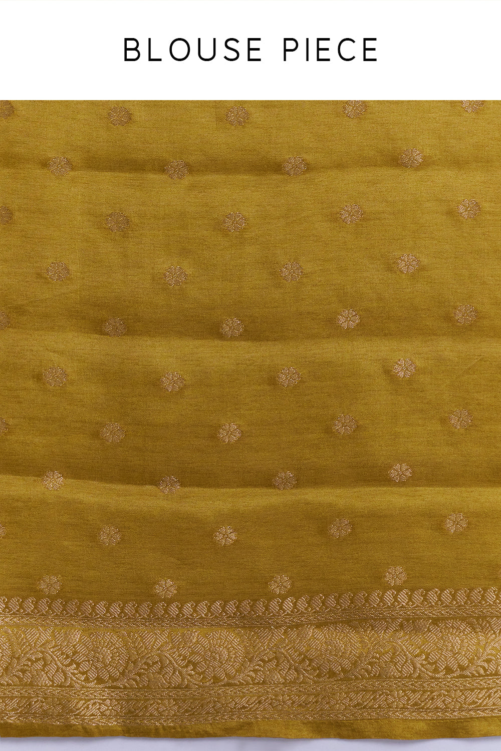 Mehendi Green Banarasi Geometrical Print Saree And Unstitched Blouse