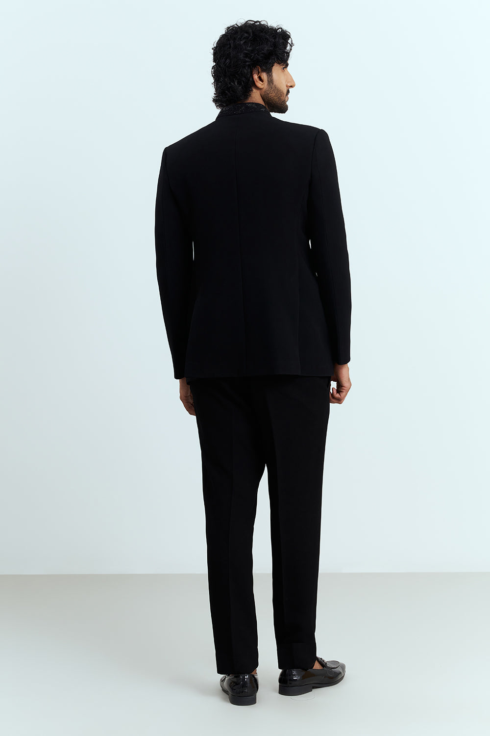 Midnight Black Embroidered Indo-Western Men's Suit Set