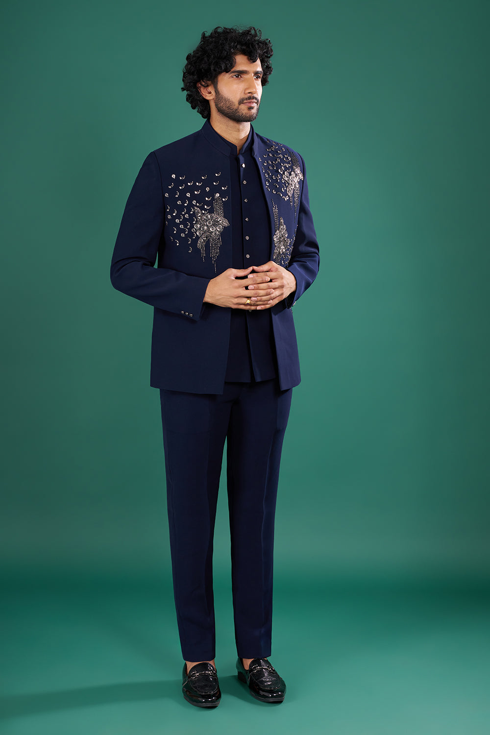 Midnight Blue Embellished Indo-Western Suit Set