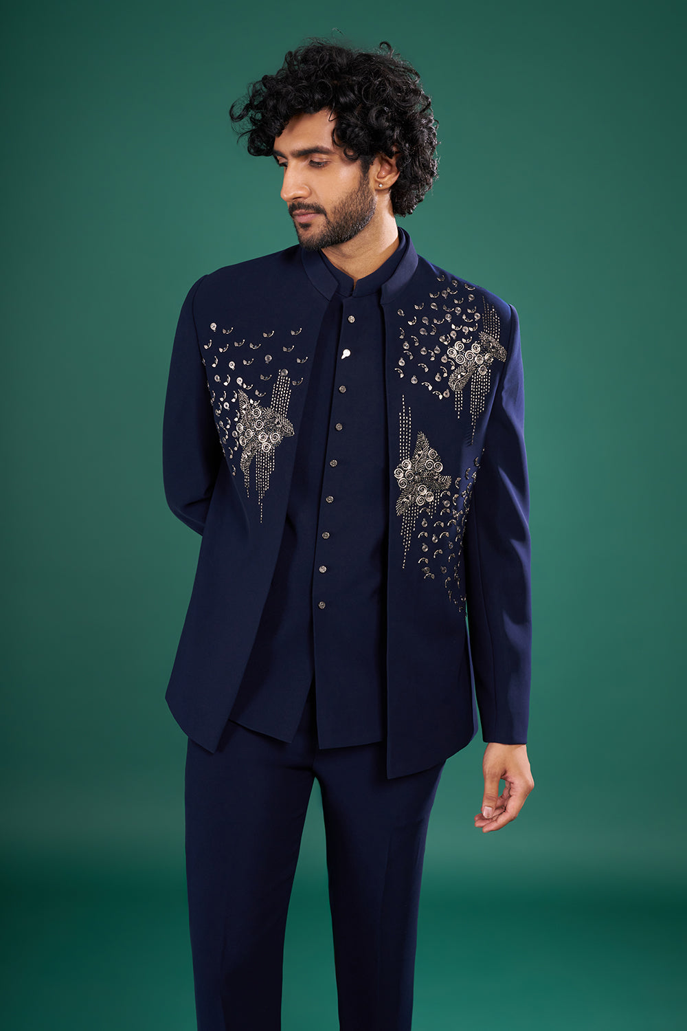 Midnight Blue Embellished Indo-Western Suit Set