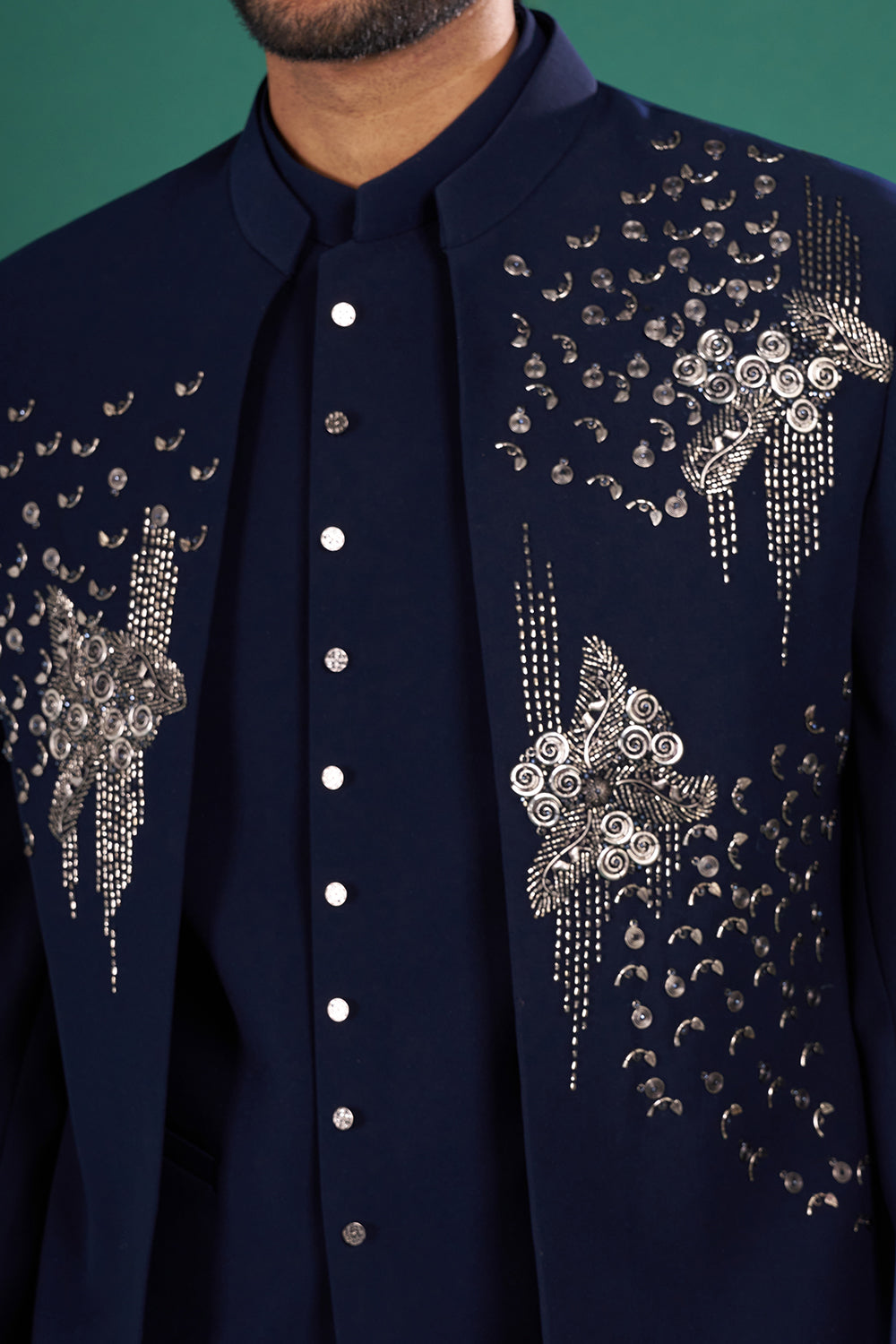 Midnight Blue Embellished Indo-Western Suit Set