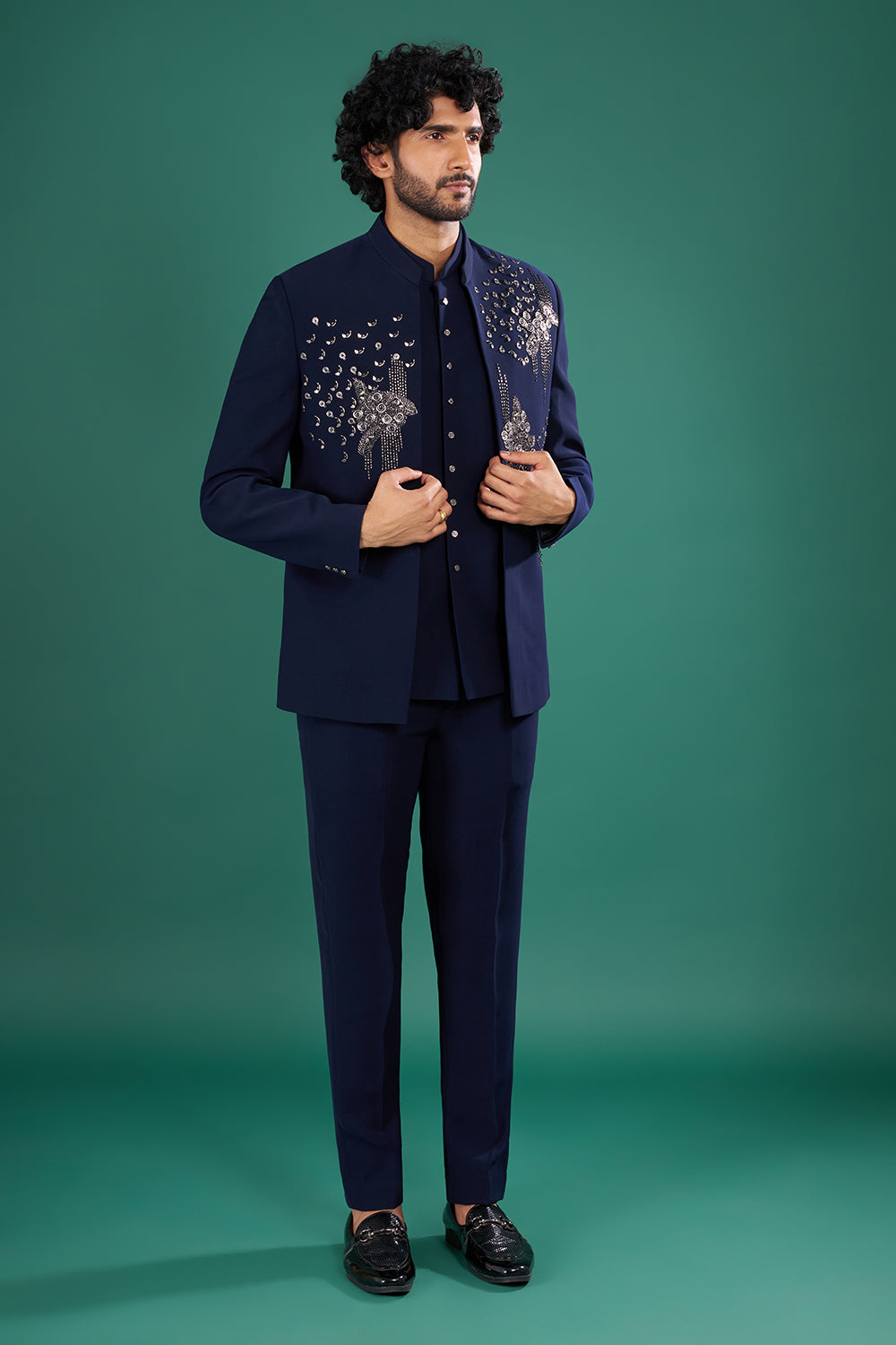 Midnight Blue Embellished Indo-Western Suit Set