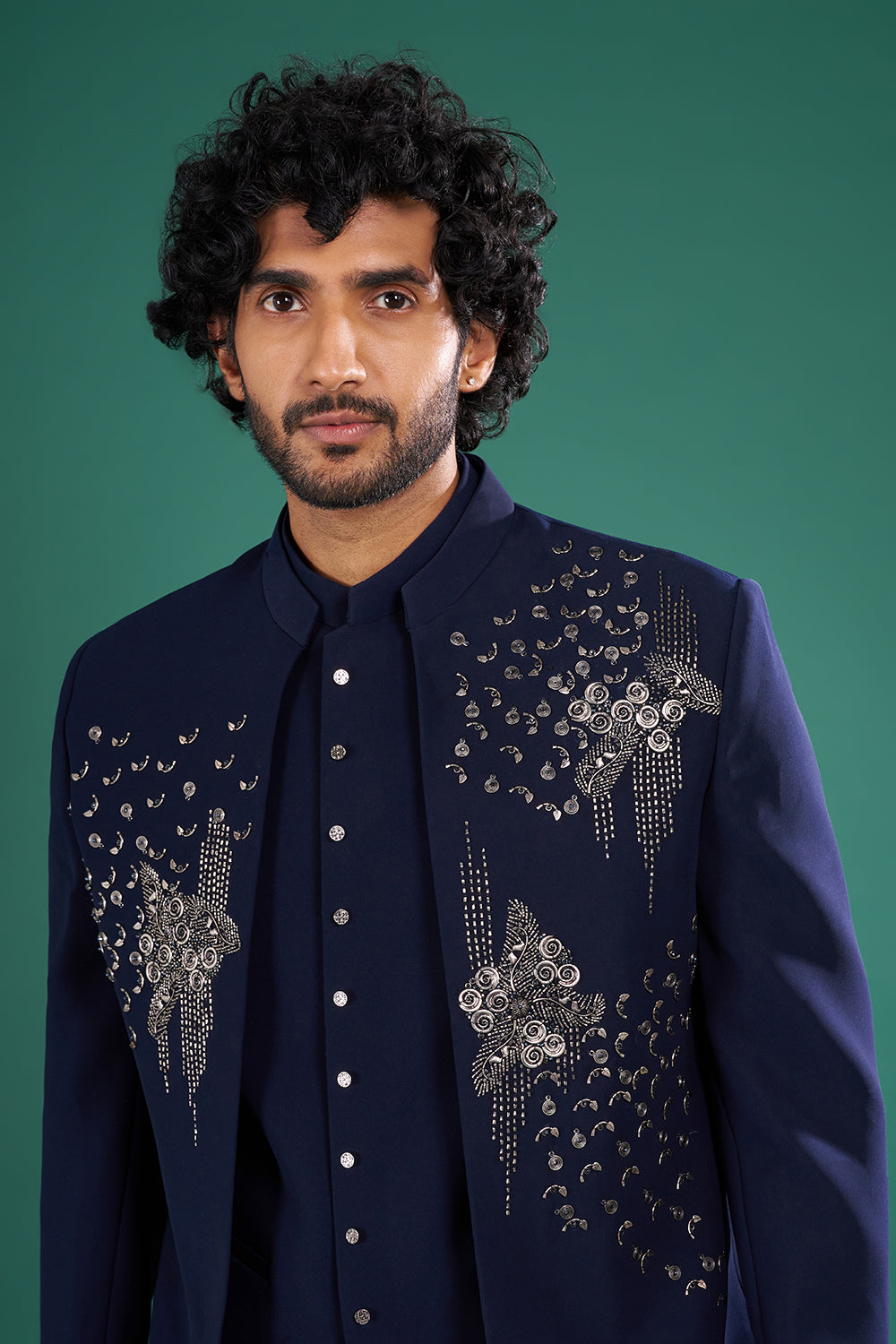 Midnight Blue Embellished Indo-Western Suit Set