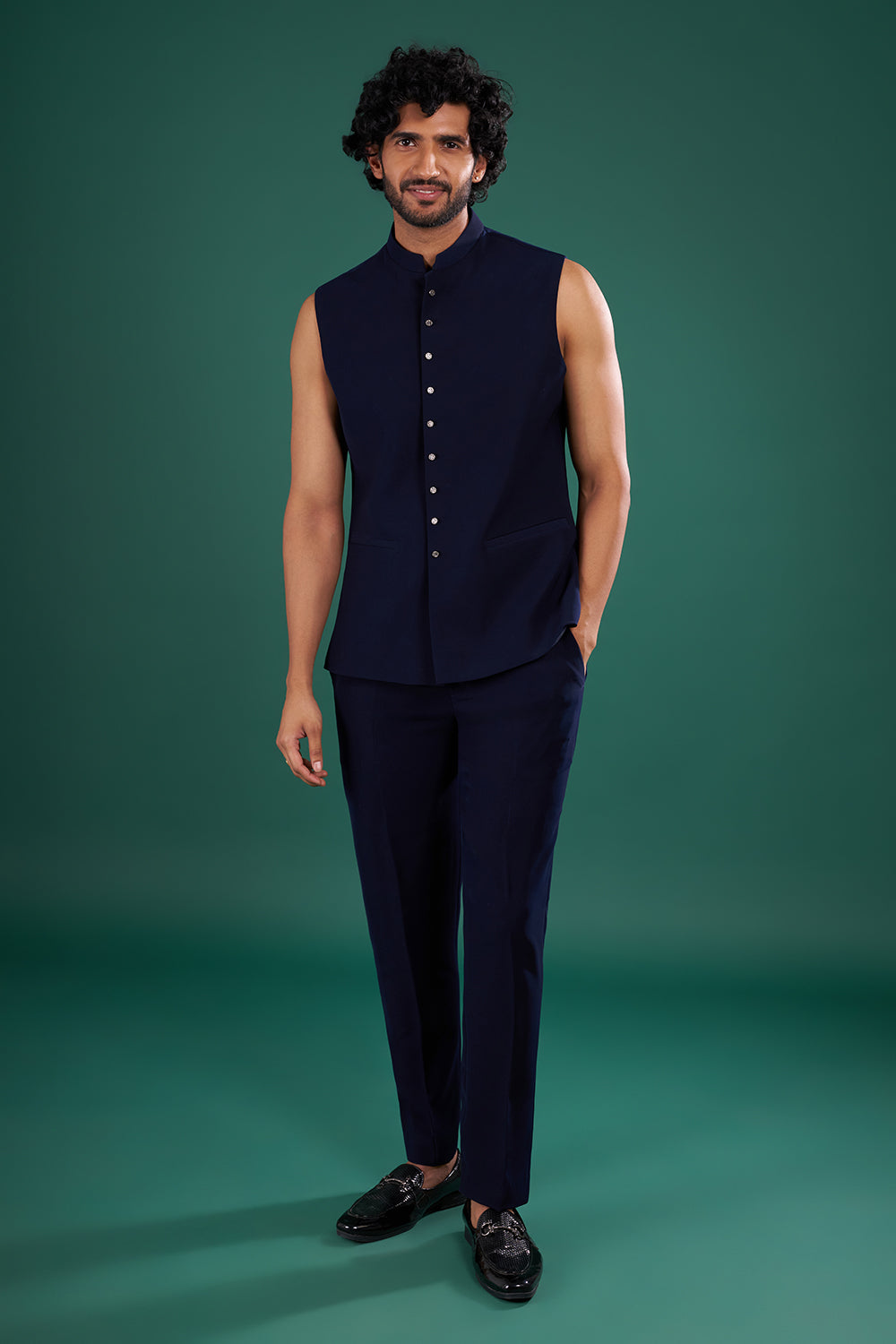 Midnight Blue Embellished Indo-Western Suit Set