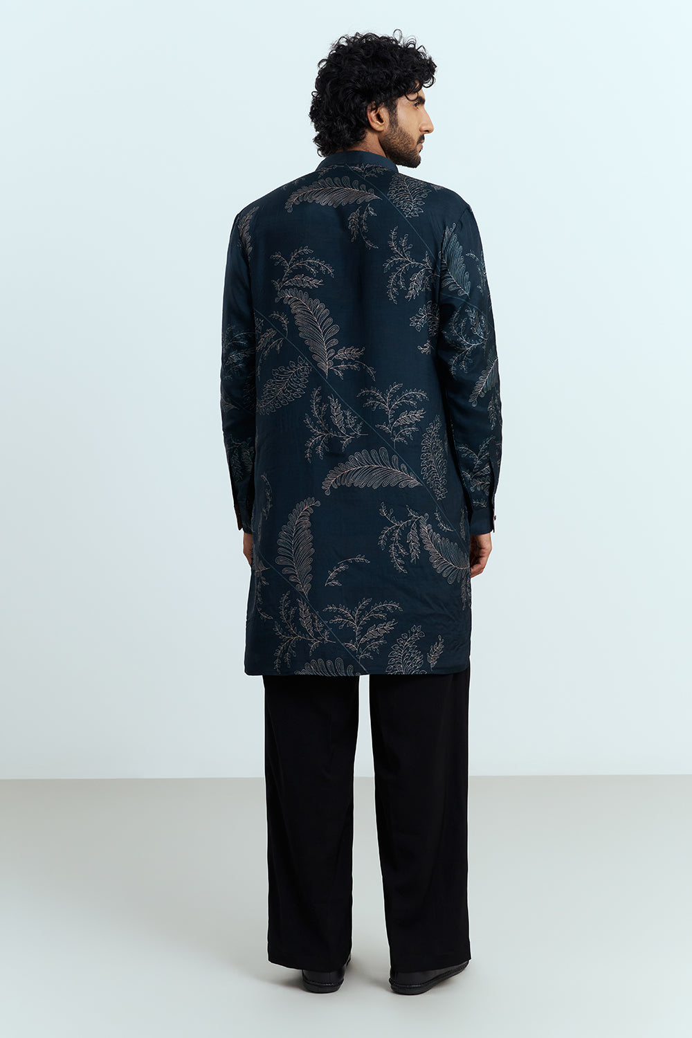 Midnight Blue Embroidered Men's Kurta Set
