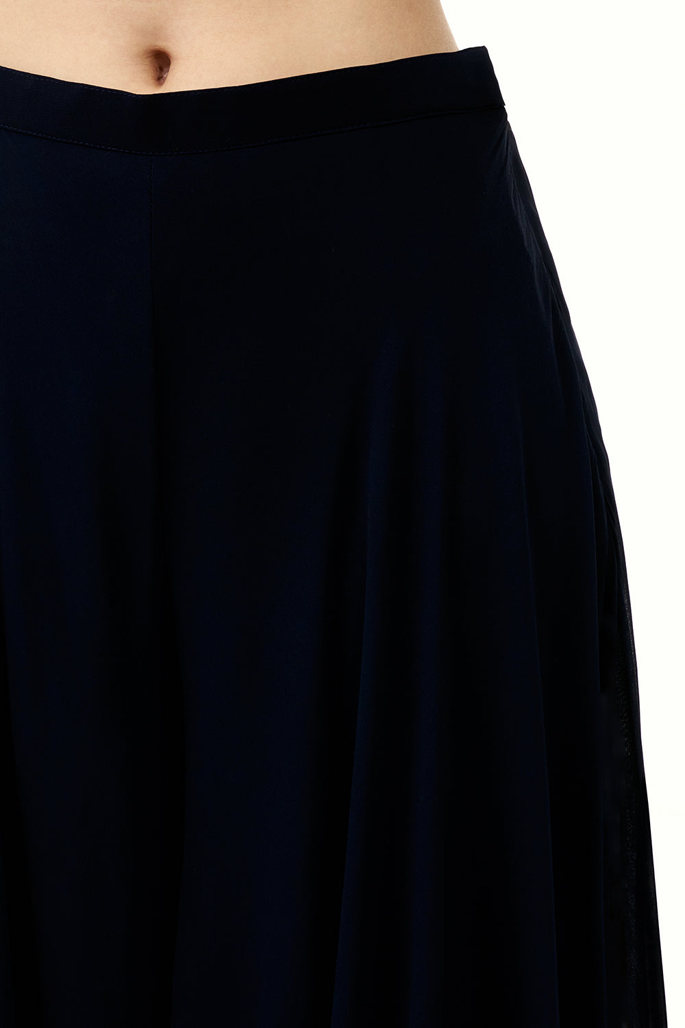 Midnight Blue Georgette Palazzo Set with Mirror and Zari Work