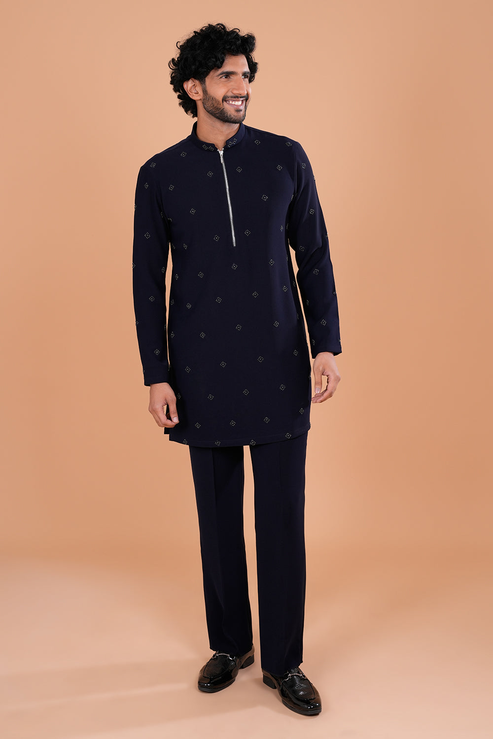 Midnight Blue Minimal Embroidered Men's Kurta Set