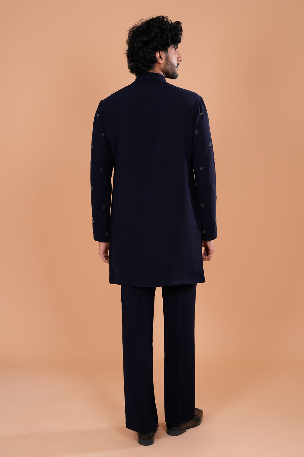 Midnight Blue Minimal Embroidered Men's Kurta Set