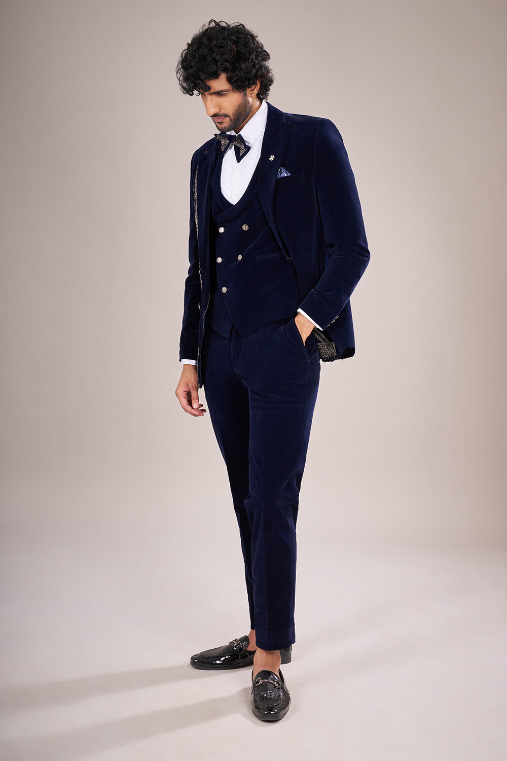 Midnight Velvet Embellished Tuxedo Set