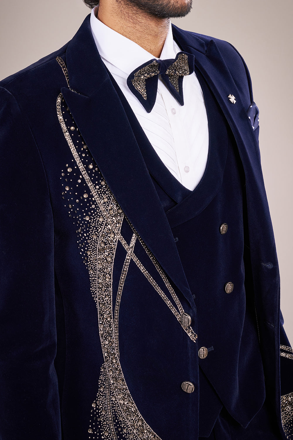 Midnight Velvet Embellished Tuxedo Set