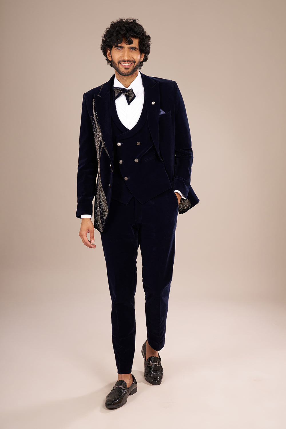 Midnight Velvet Embellished Tuxedo Set
