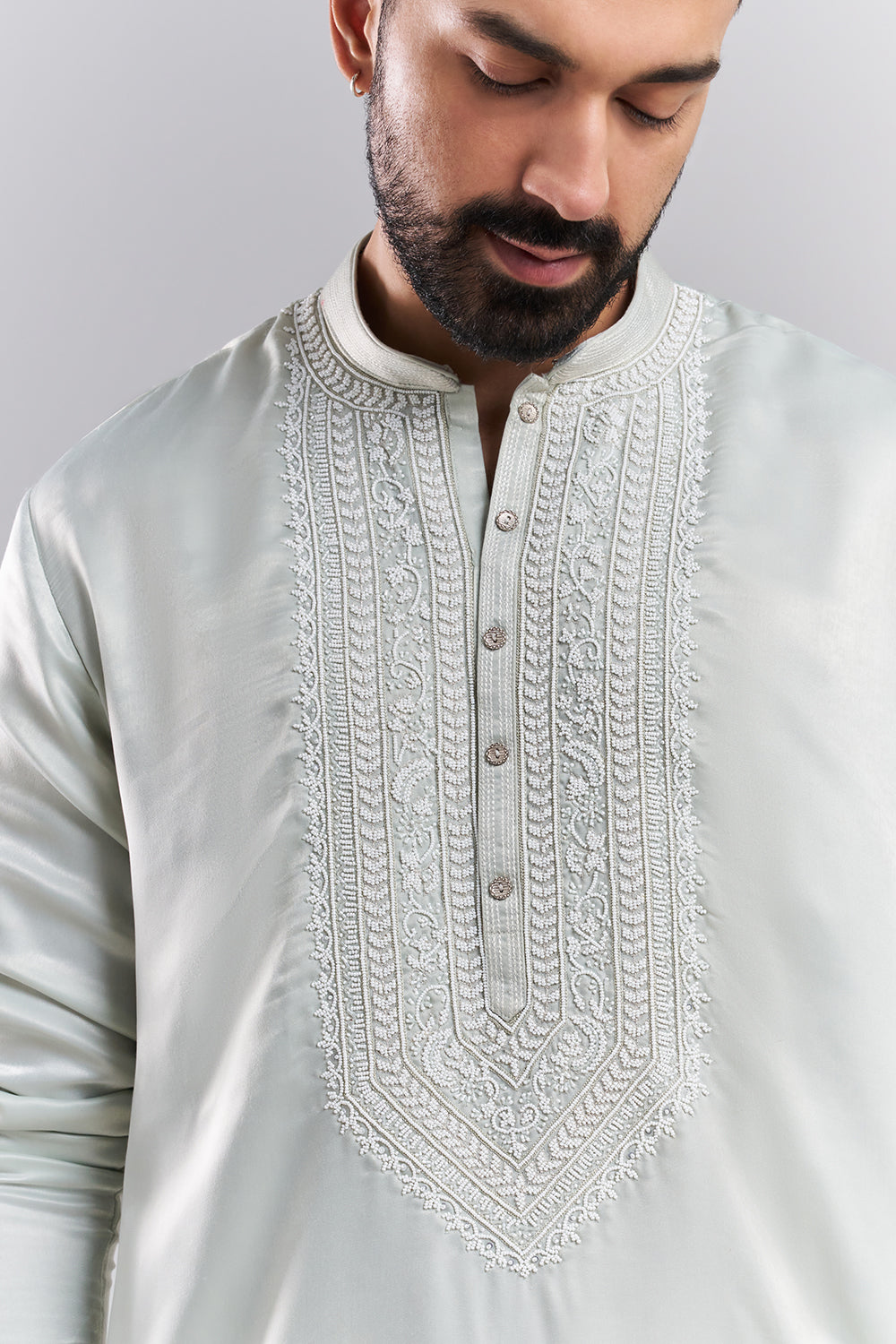 Mint Green Japanese Armani Embroidered Men’s Kurta Set