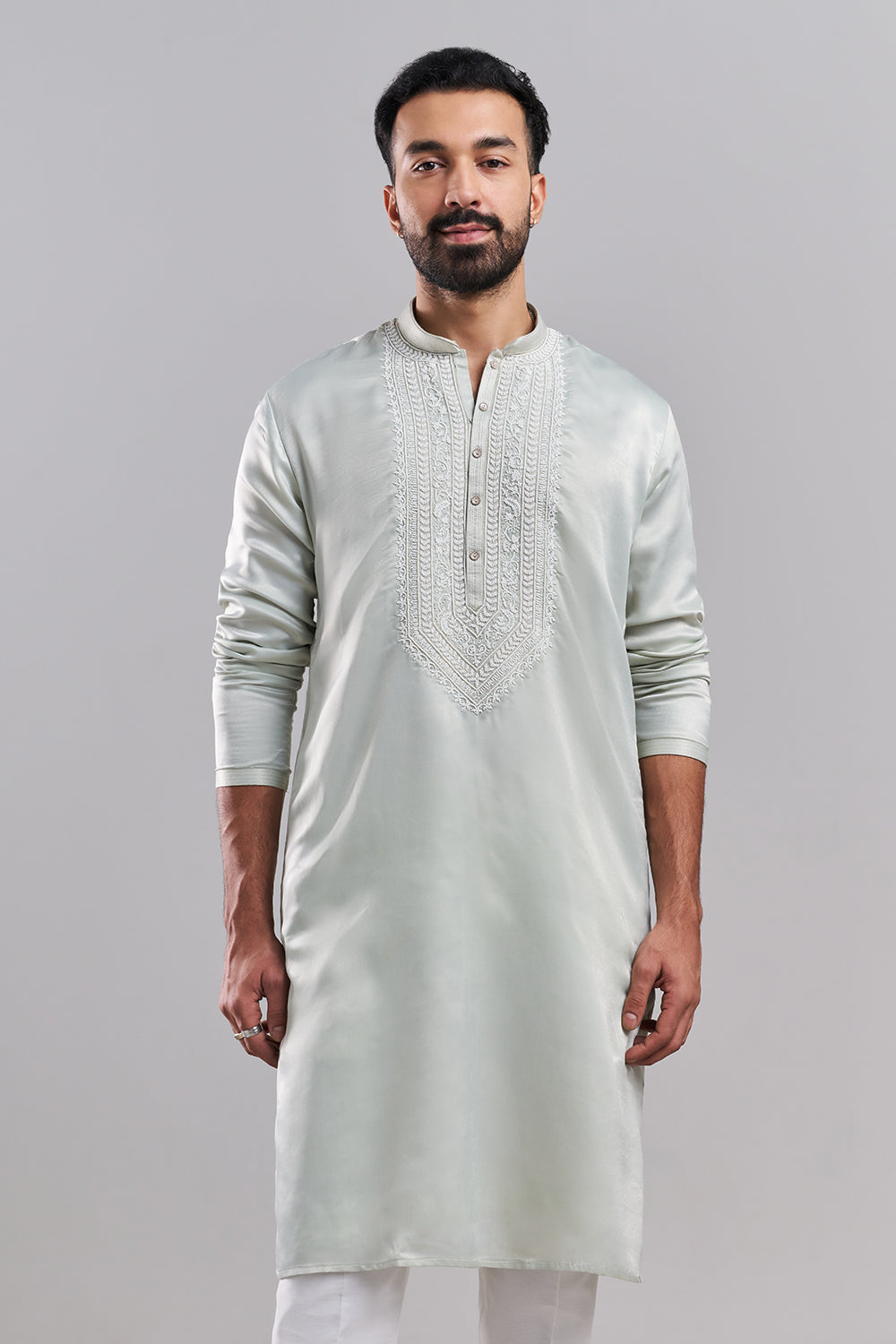 Mint Green Japanese Armani Embroidered Men’s Kurta Set