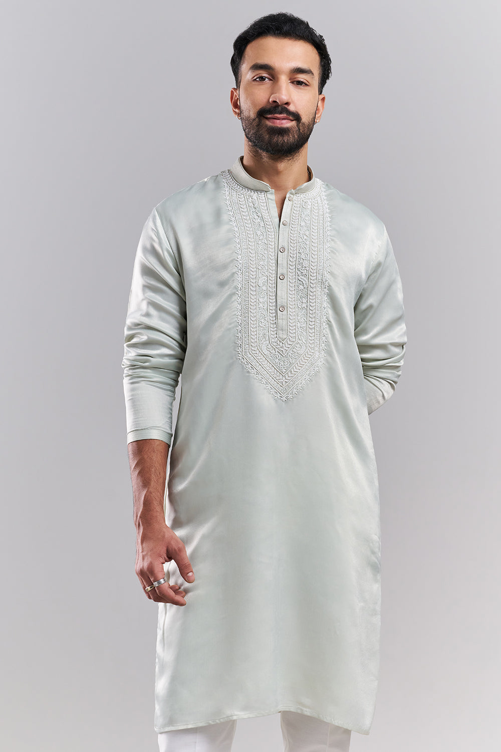 Mint Green Japanese Armani Embroidered Men’s Kurta Set