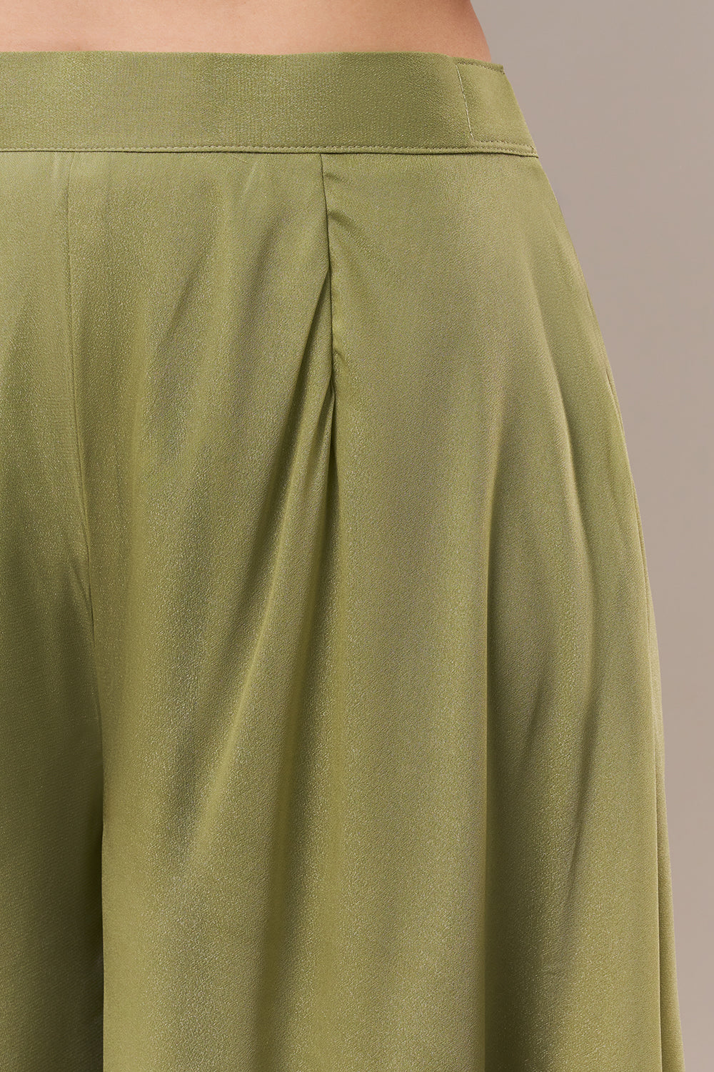 Moss Green Khadi Georgette Palazzo Suit with Zari and Sequin Work