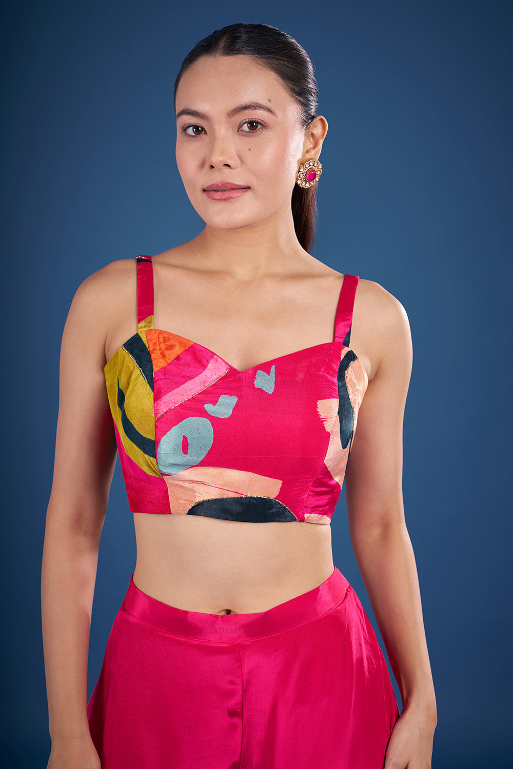 Multi-Colour Printed Crepe Indo-Western Set
