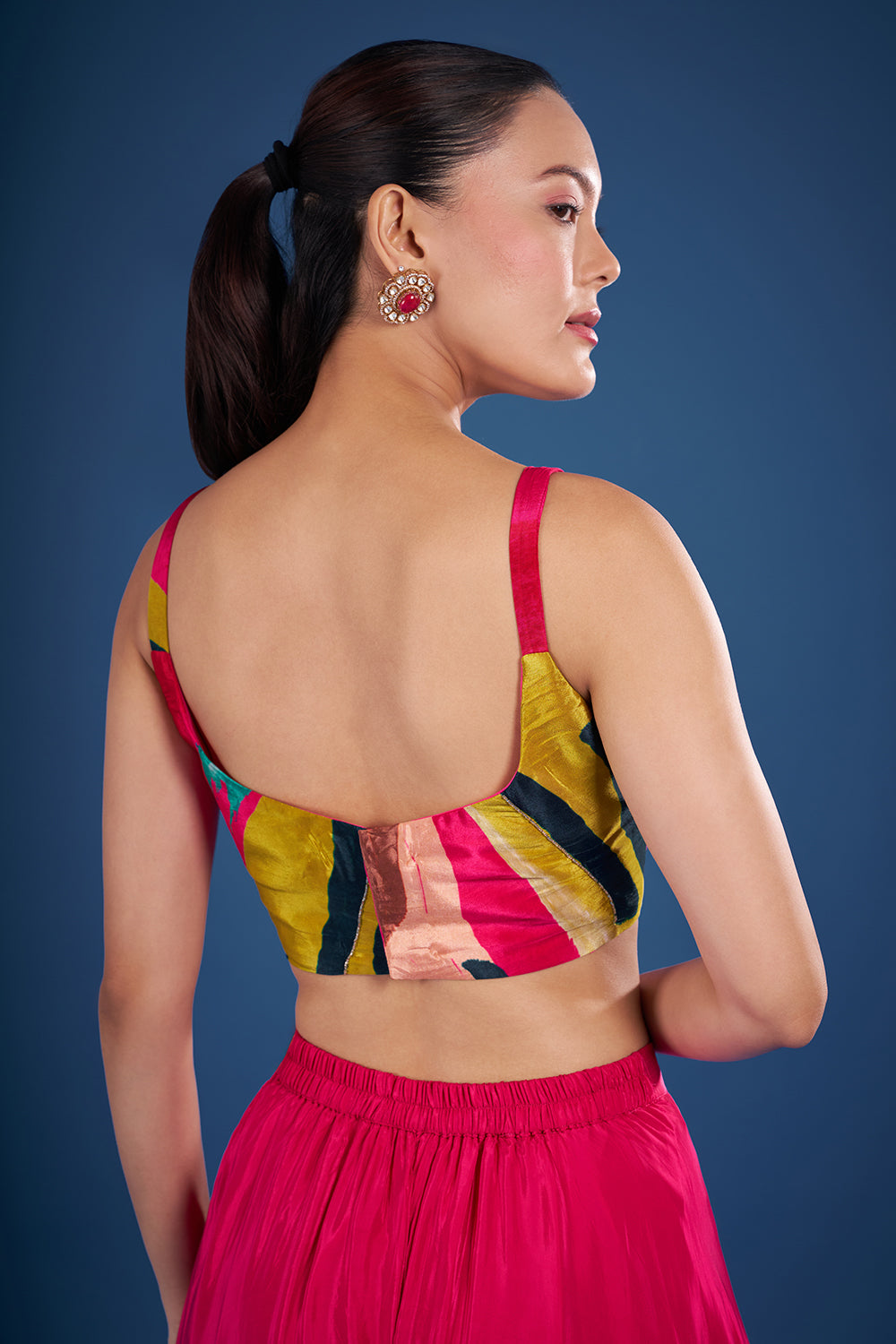 Multi-Colour Printed Crepe Indo-Western Set