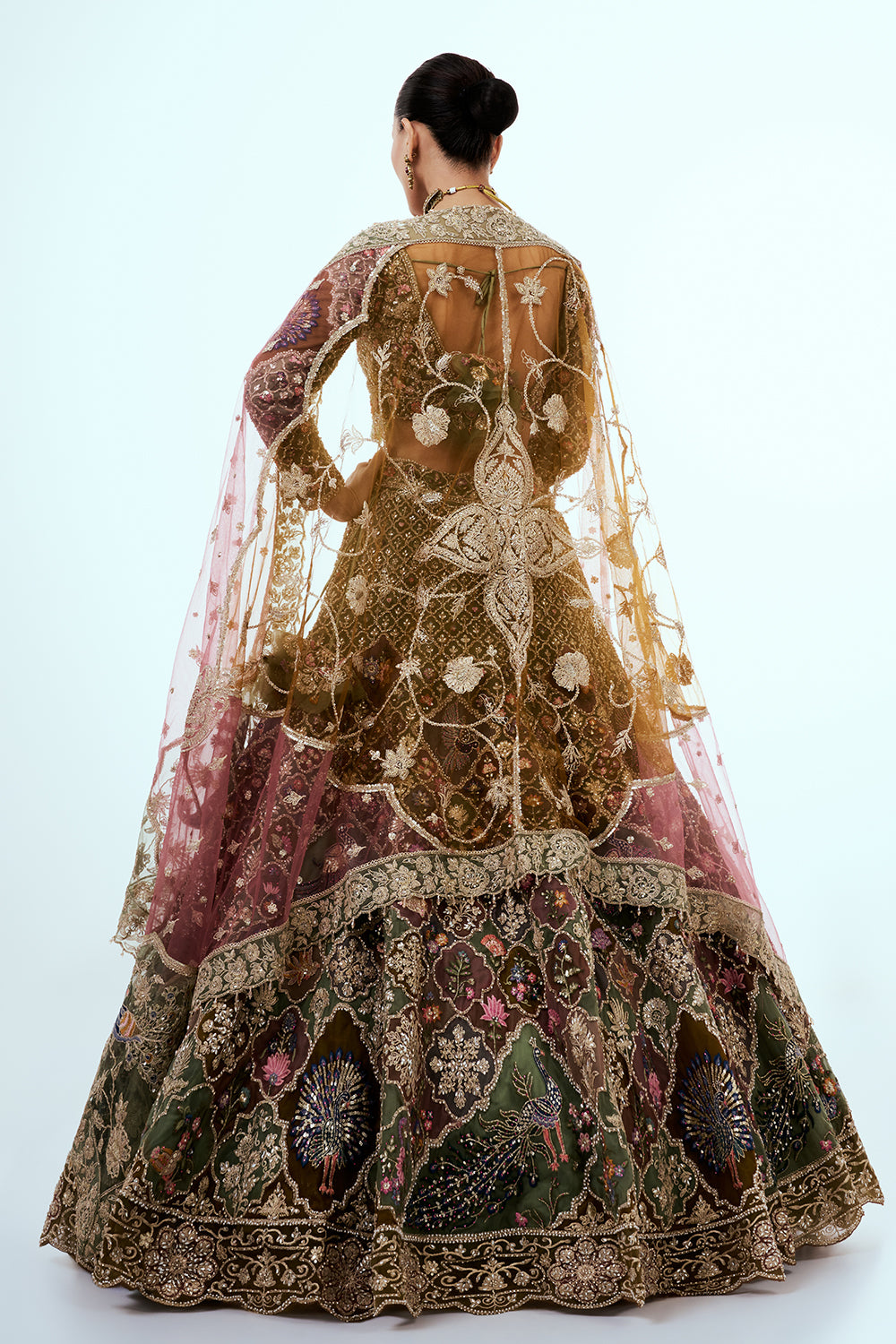 Multicolored Embellished Lehenga Set with Resham and Zari Embroidery