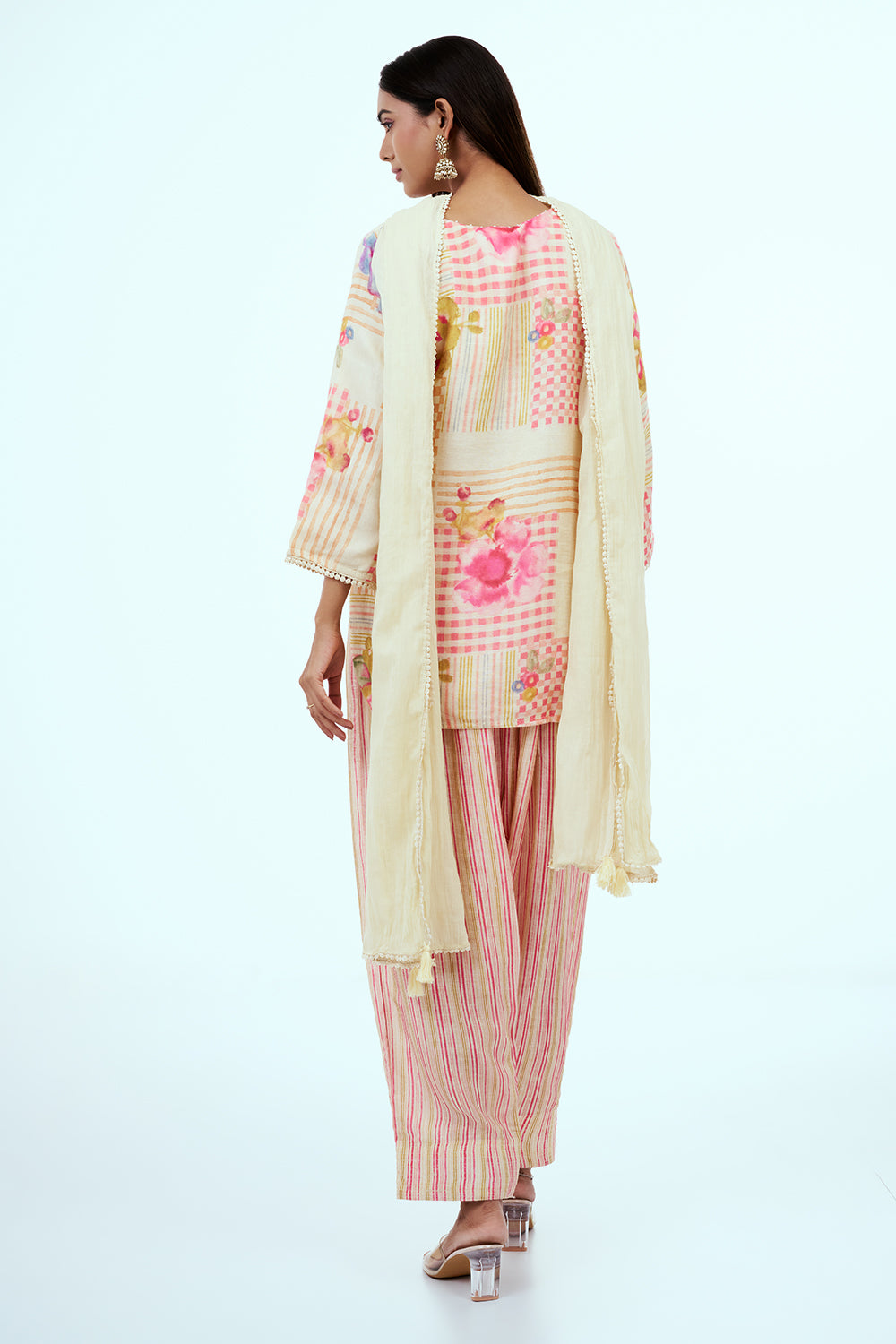 Multicolour Cotton Blended Printed Patiala Set with Dupatta