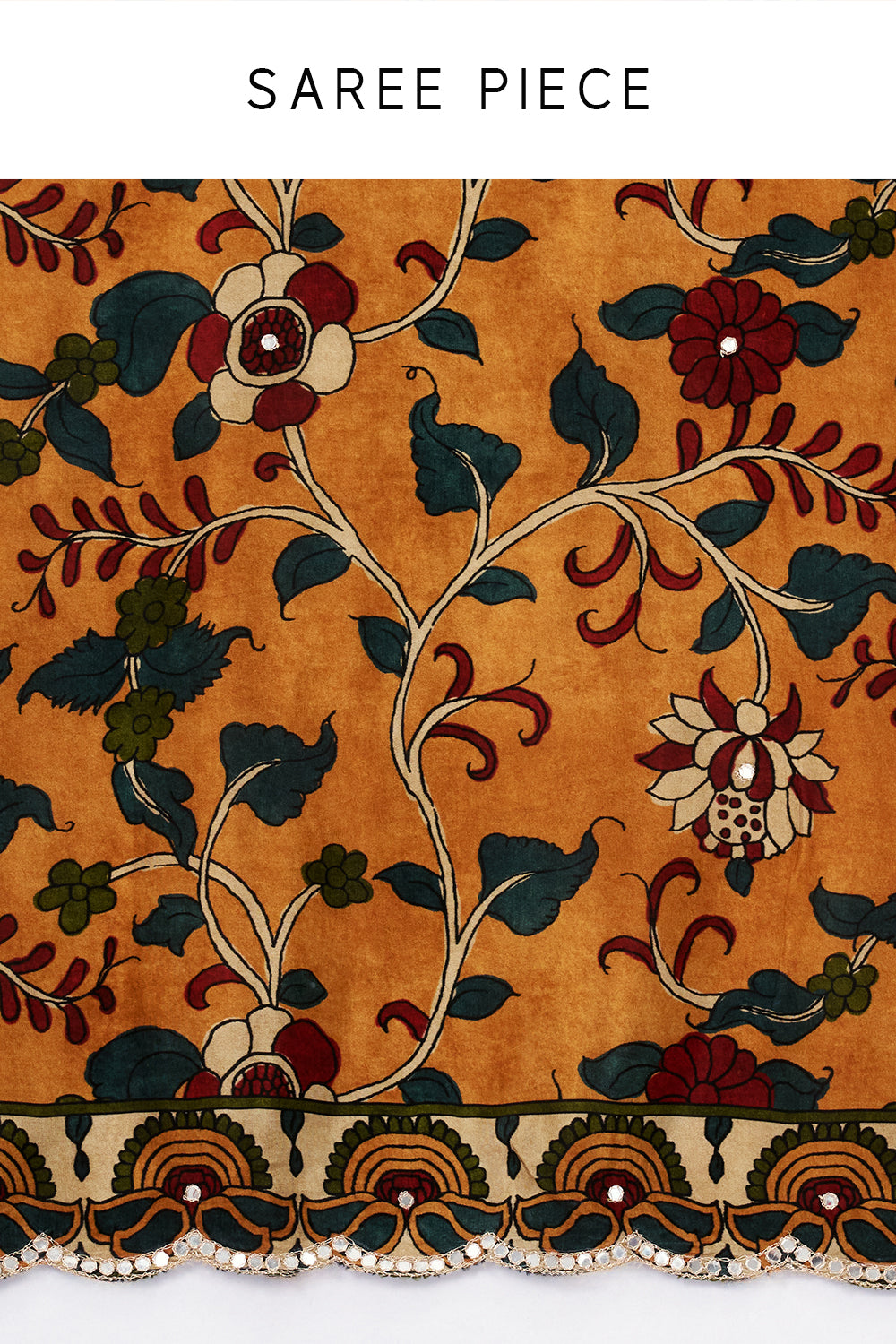 Multicolour Crepe Floral Print Saree with Mirror Work